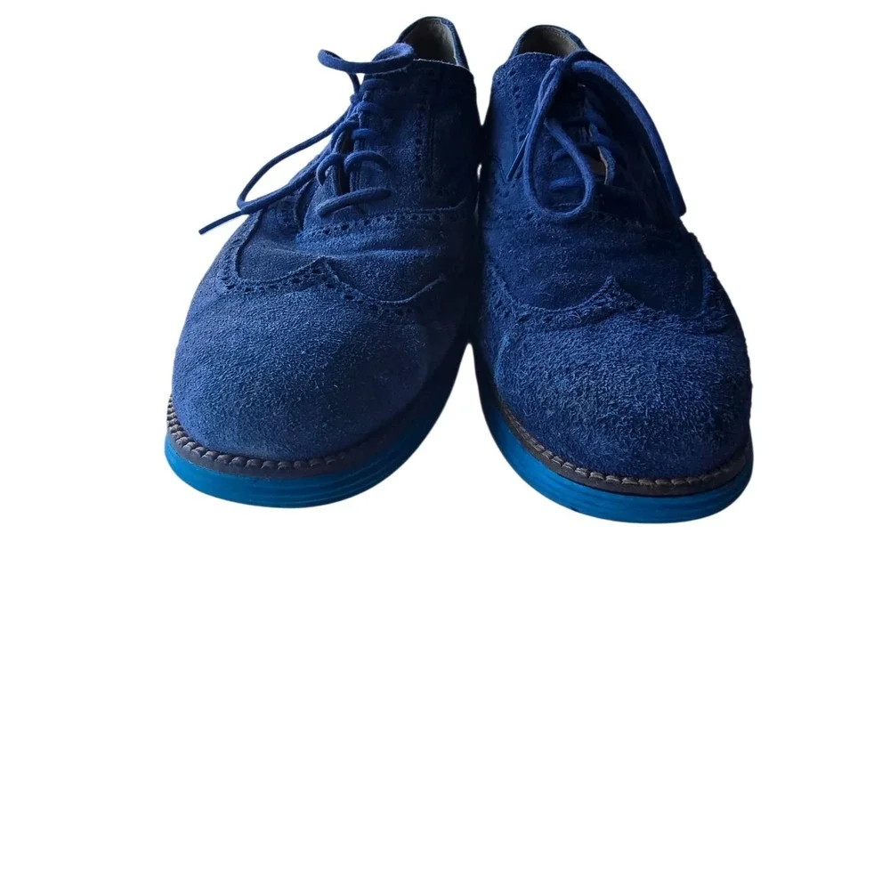 Cole Haan Mens‎ Wingtip Oxford Navy Oxford Suede Shoes Size 11 C23720